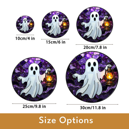 Ghost Lantern Stained Glass Suncatcher Halloween Decor Gift for Spooky Lovers