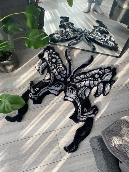 Handmade Snake and Butterfly Rug - Unique Rug Home Decor , Boho Home Decor