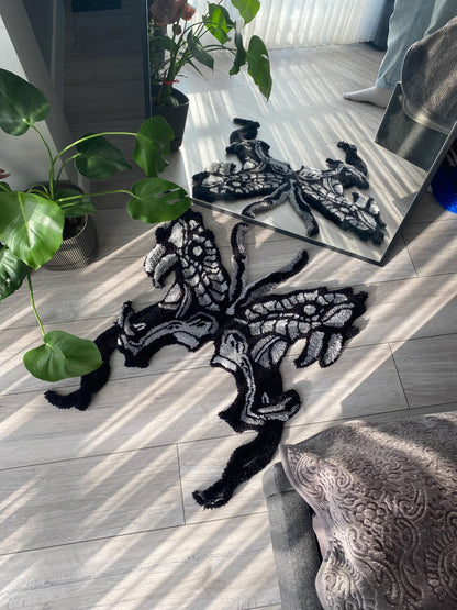 Handmade Snake and Butterfly Rug - Unique Rug Home Decor , Boho Home Decor