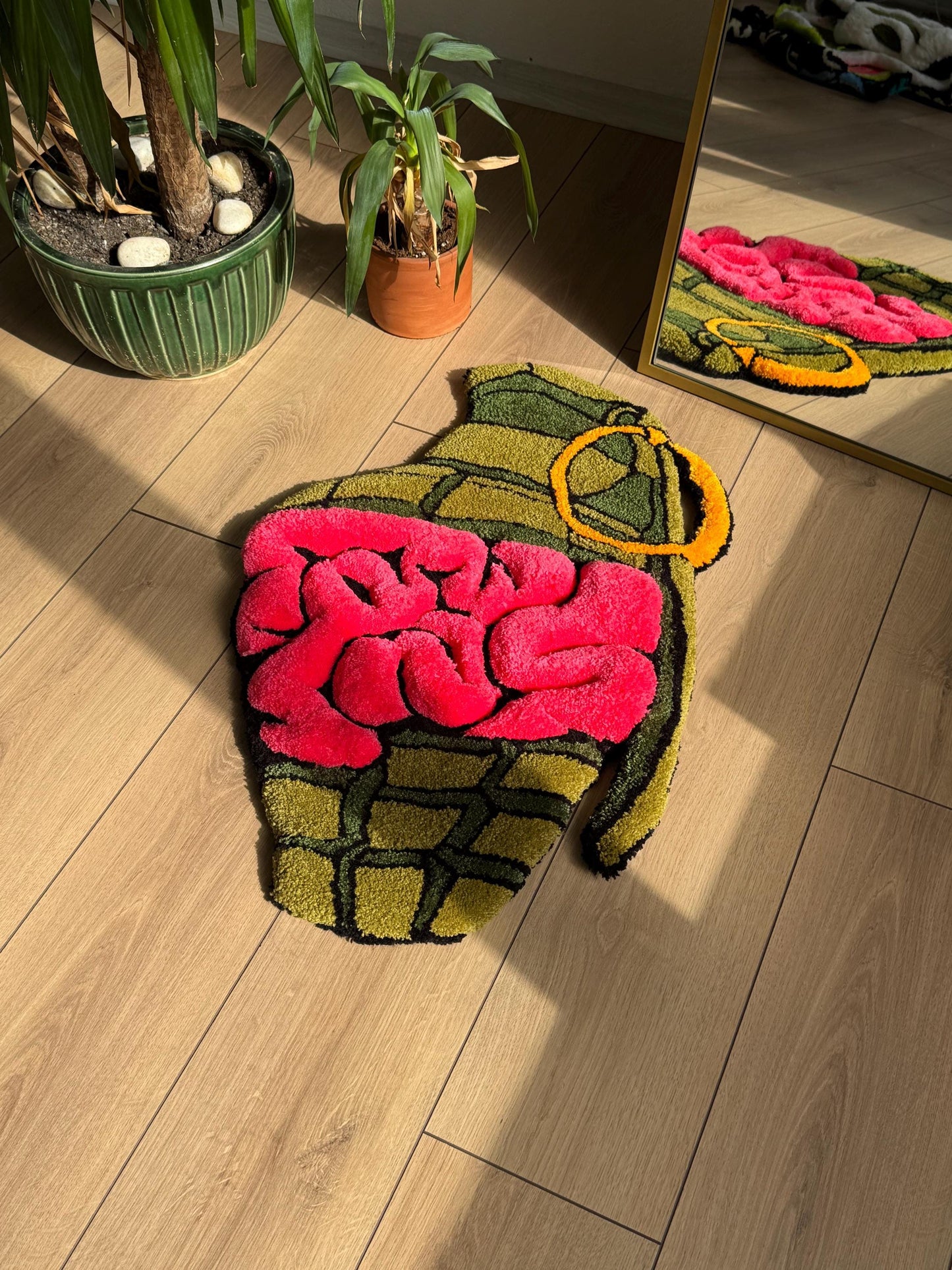 3D Unique Brain Bomb Tufted Rug  Modern Interior Decor