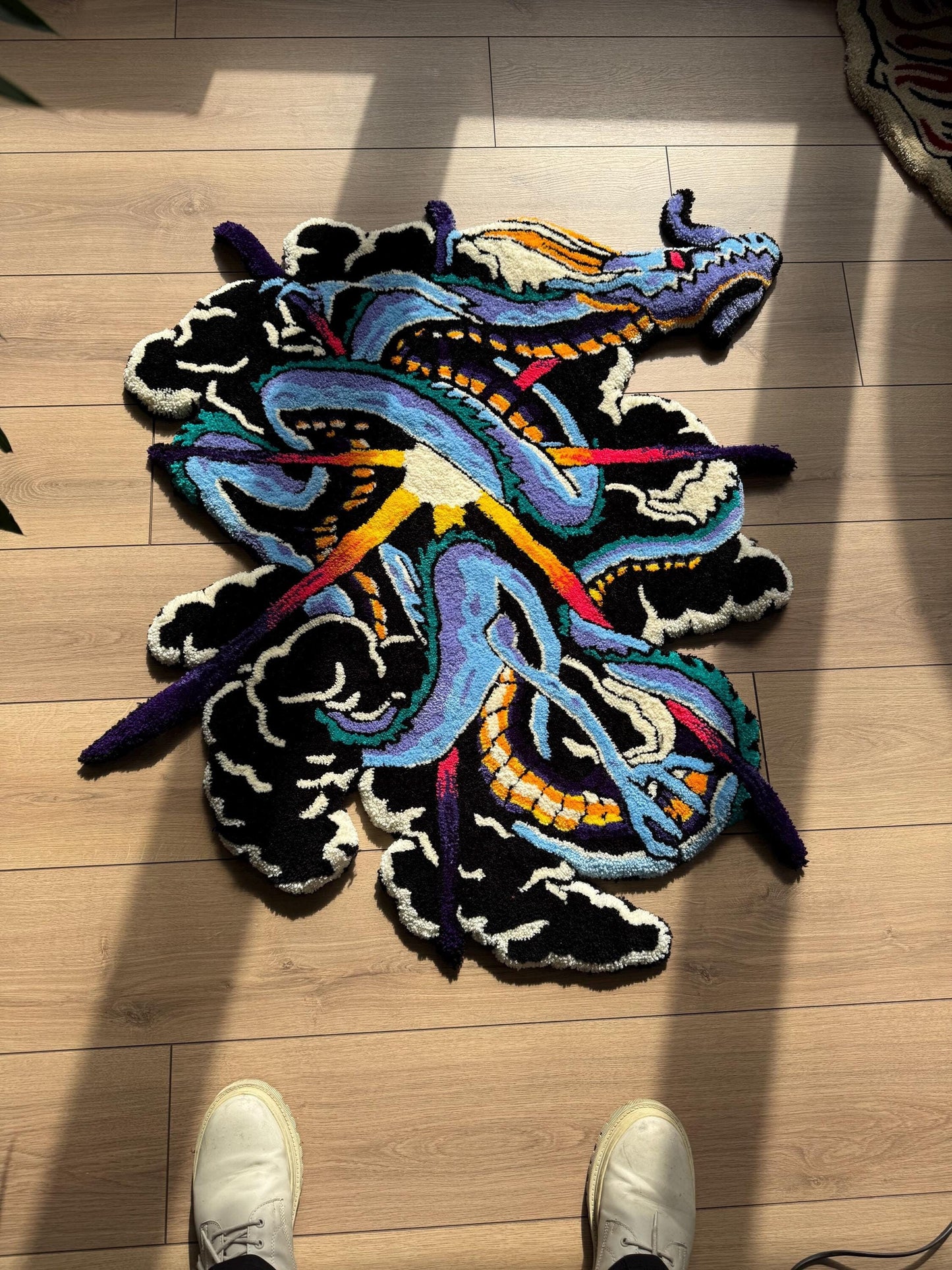 Handmade Dragon Rug - Unique Oriental Design, Mystical Dragon Carpet, Customizable Home Decor, Boho Style Rug