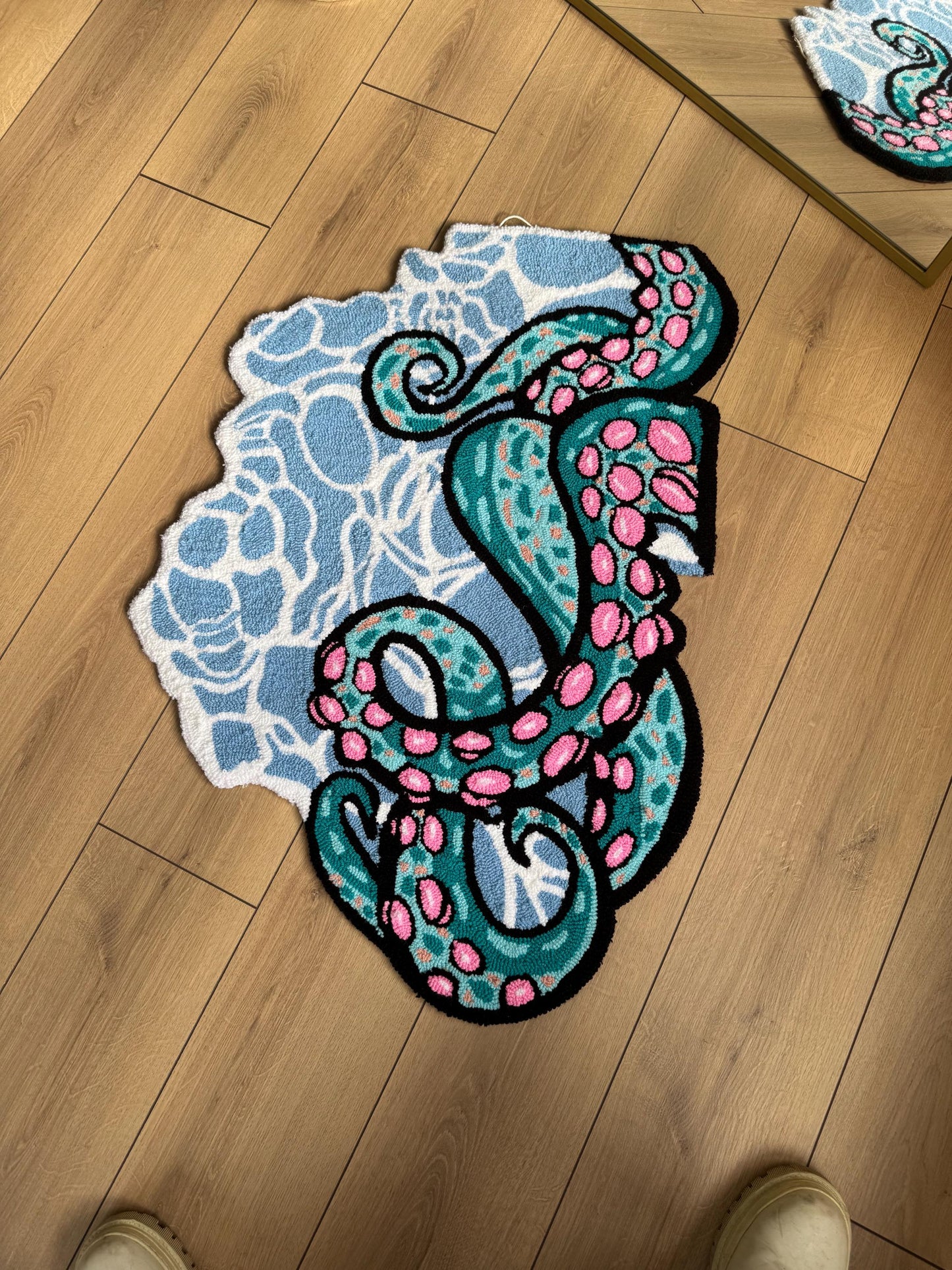 Handmade Octopus Rug - Colorful Tufted Wall Hanging - Vibrant Nautical Decor