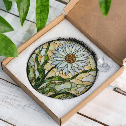 Daisy Stained Glass Suncatcher Window Hanging Gift for Mom Friend
