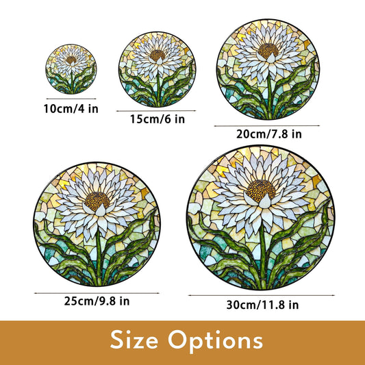 White Flower Stained Glass Suncatcher Window Decor Gift for Mom Grandma