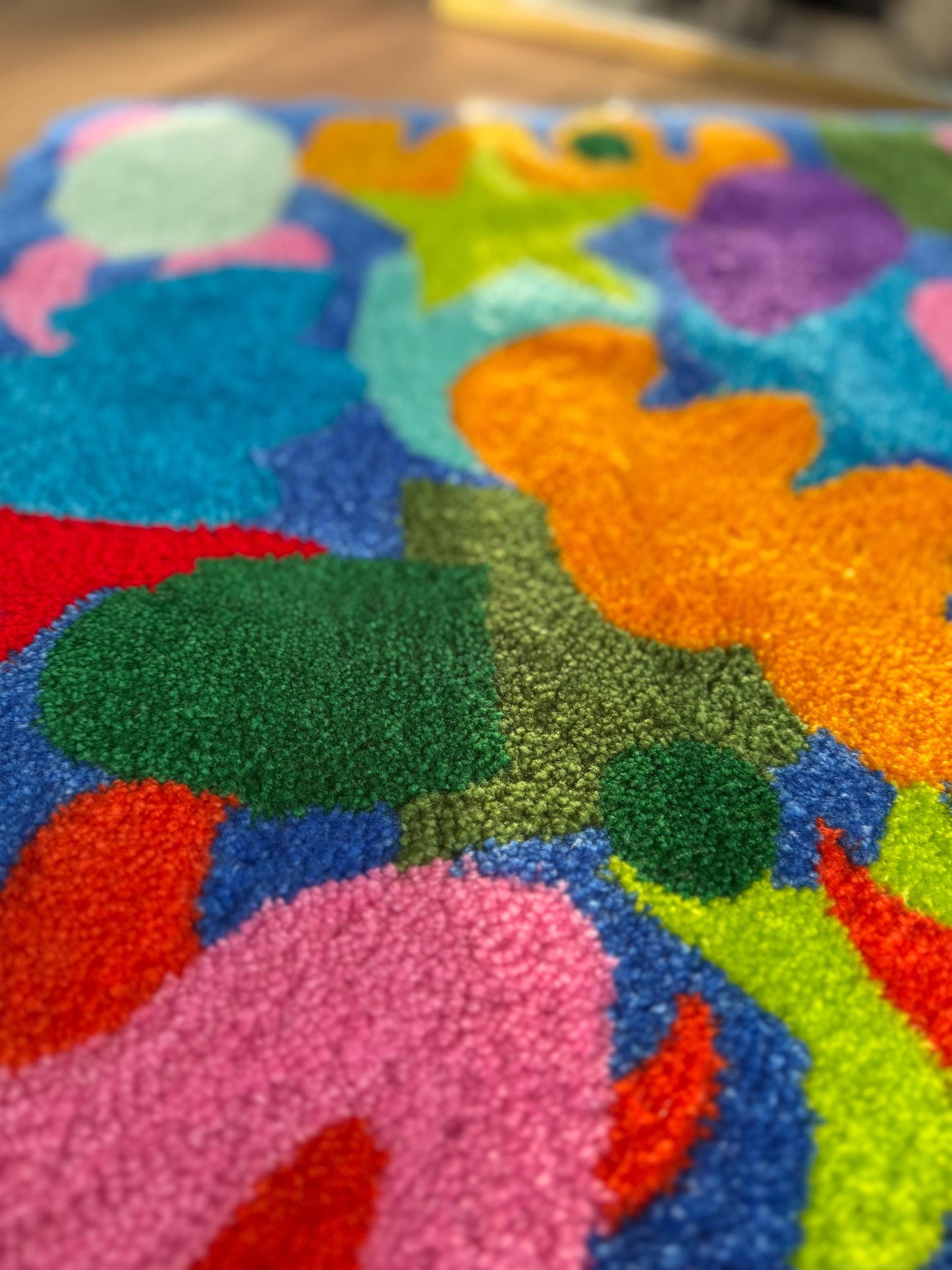 Abstract Shapes Colorful Tufted Rug - Handmade Modern Art Carpet - Vibrant Home Decor