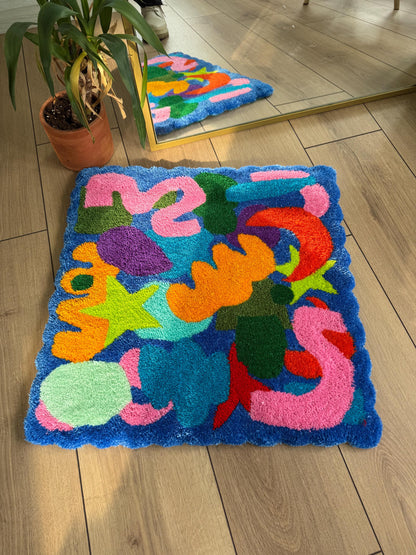 Abstract Shapes Colorful Tufted Rug - Handmade Modern Art Carpet - Vibrant Home Decor