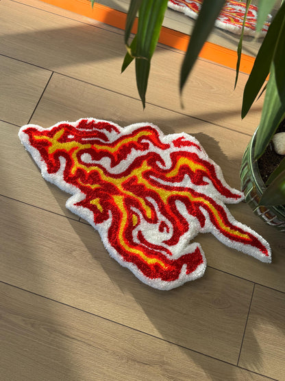 Flame Fluffy Tufted Rug, Handmade Tufted Rugs, Colorful Rugs