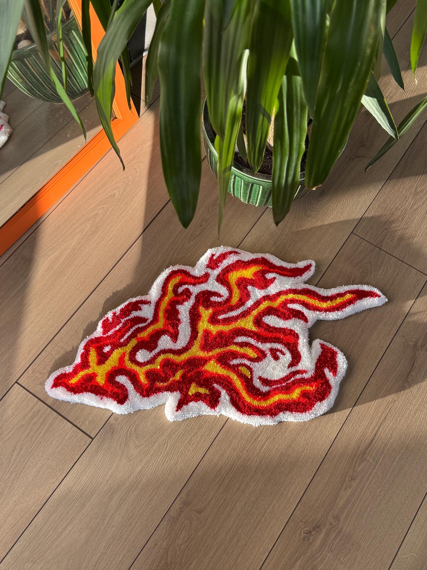 Flame Fluffy Tufted Rug, Handmade Tufted Rugs, Colorful Rugs