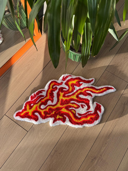 Flame Fluffy Tufted Rug, Handmade Tufted Rugs, Colorful Rugs