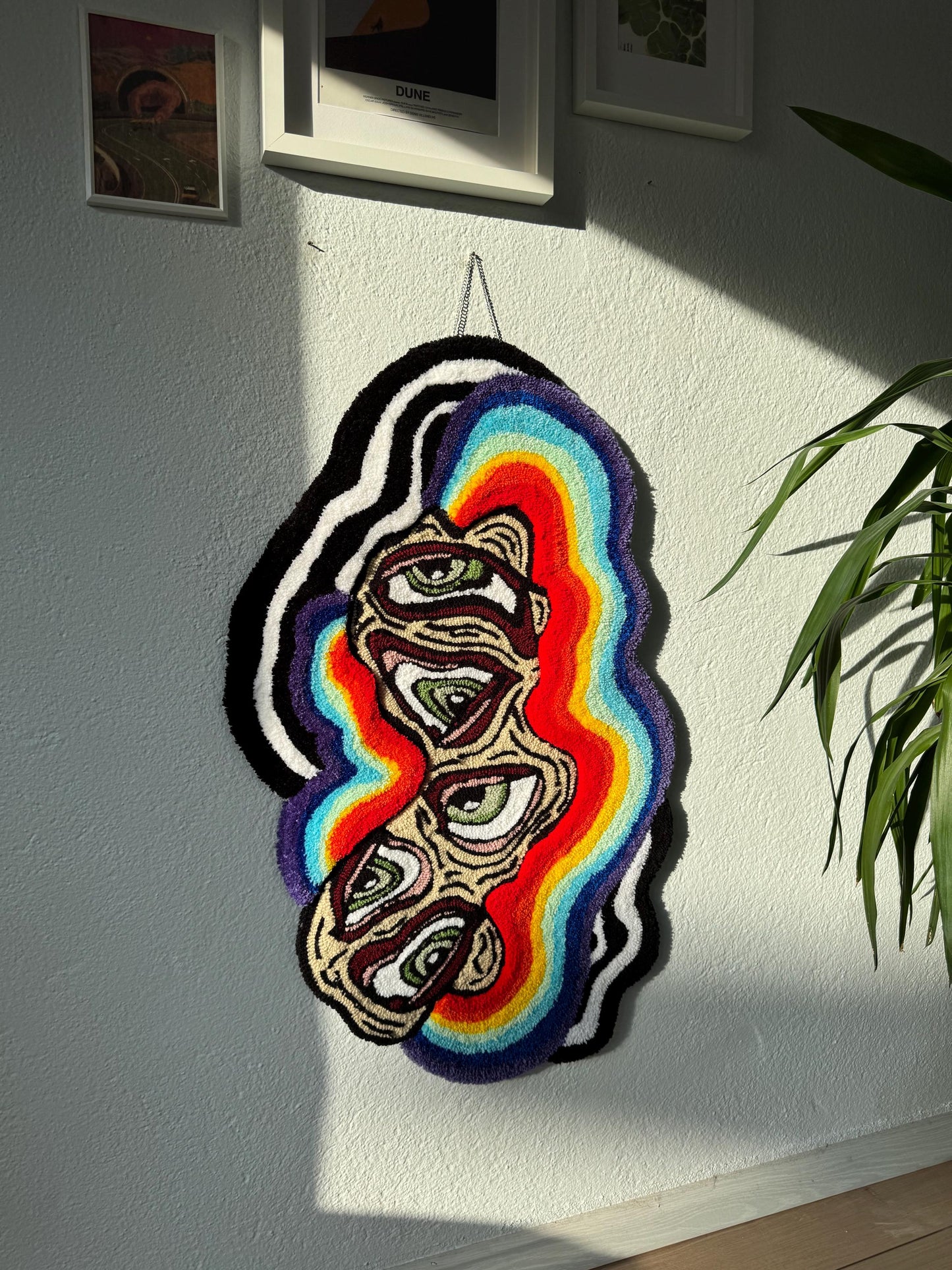 Psychedelic Rainbow Fluid Eyes 3D Fluffy Handmade Tufted Rugs, Multiple Textured Rug, Eye Tufted Rug, Tufted Wall Art, Tufted Wall Hangings