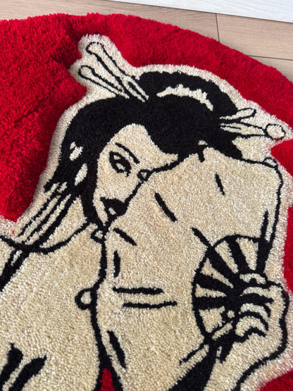 Geisha 3D Fluffy Tufted Rug, Handmade Tufted Rugs, Tufted Wall Art, Tufted Wall Hangings, Unique Japanese Design for Home & Office Decor