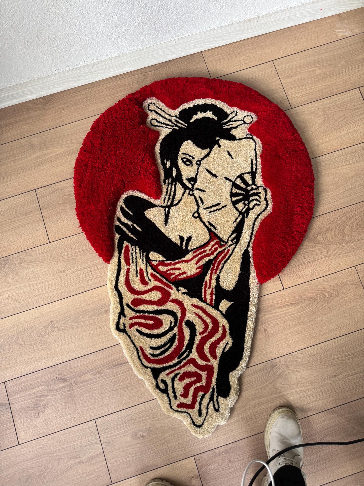 Geisha 3D Fluffy Tufted Rug, Handmade Tufted Rugs, Tufted Wall Art, Tufted Wall Hangings, Unique Japanese Design for Home & Office Decor