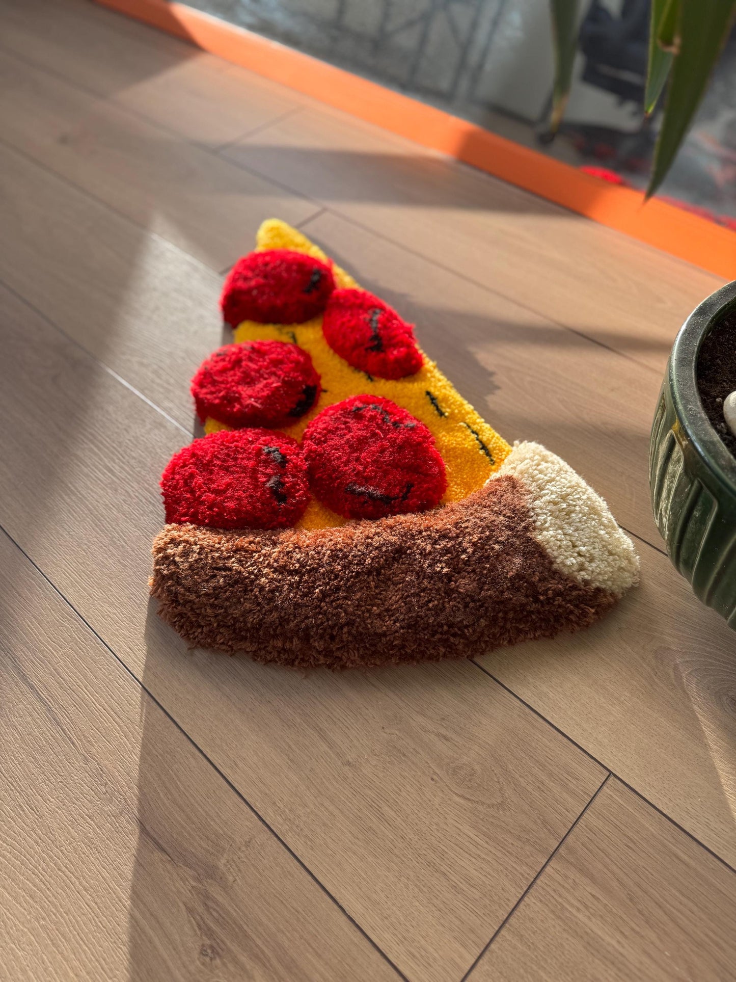 Pizza 3D Fluffy Handmade Tufted Rug, Handmade Rugs, Colorful Rugs, Mini Wall Rug, Kitchen Rug, Wall Hanging Rugs, Tufted Wall Art