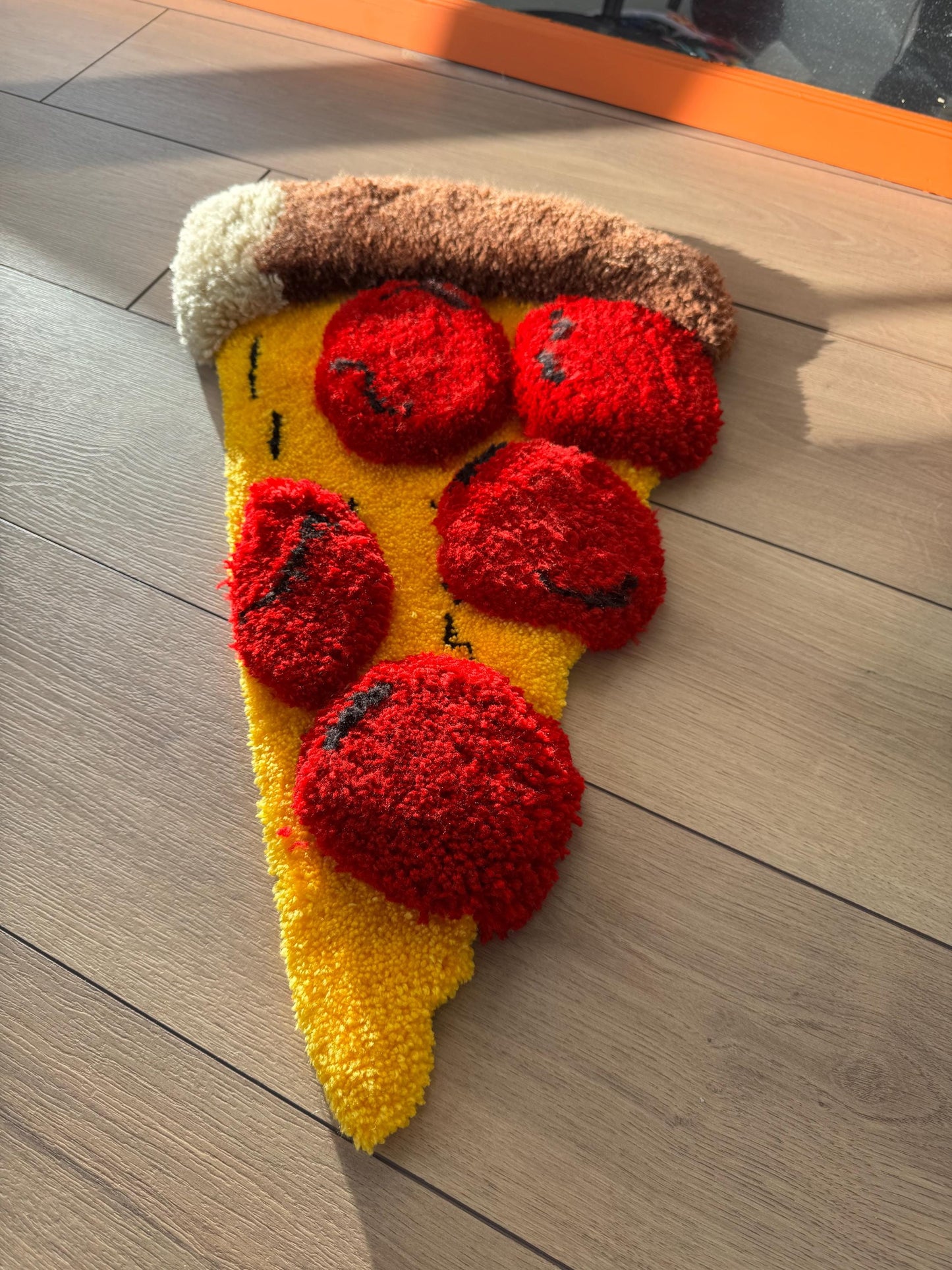 Pizza 3D Fluffy Handmade Tufted Rug, Handmade Rugs, Colorful Rugs, Mini Wall Rug, Kitchen Rug, Wall Hanging Rugs, Tufted Wall Art