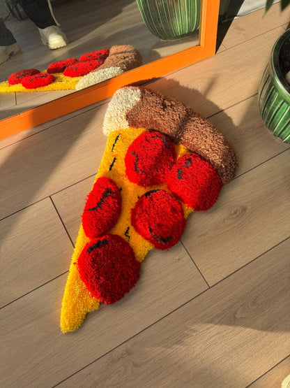 Pizza 3D Fluffy Handmade Tufted Rug, Handmade Rugs, Colorful Rugs, Mini Wall Rug, Kitchen Rug, Wall Hanging Rugs, Tufted Wall Art