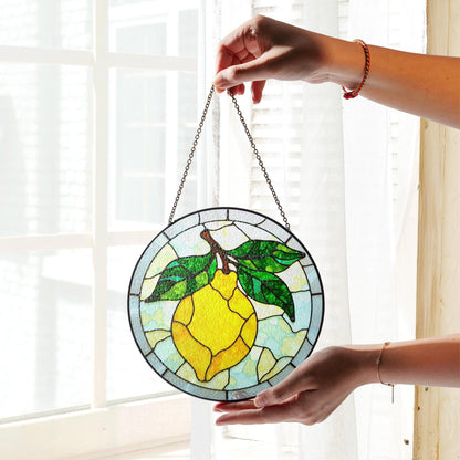 Lemon Stained Glass Suncatcher Window Hanging Gift for Mom Friend Birthday