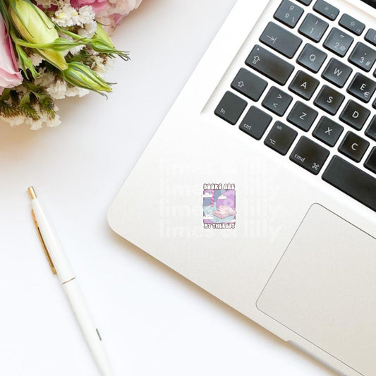 Books are My Therapy Vinyl Sticker | Bookish Stickers | Water Bottle Sticker | Kindle Stickers | Book Lover