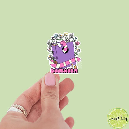 Bookworm Floral Books Vinyl Sticker | Kindle Stickers | Book Club | Bookish Stickers | Die Cut