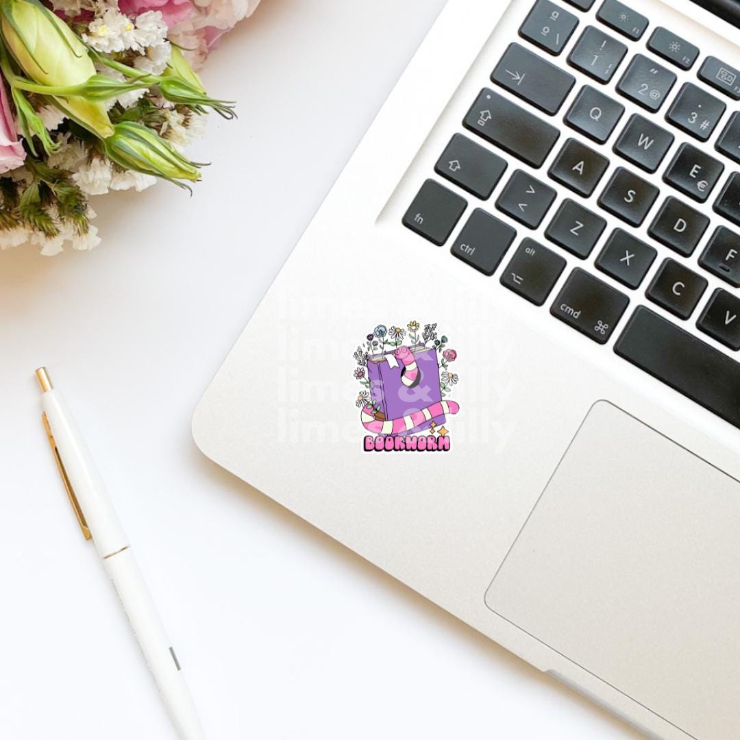 Bookworm Floral Books Vinyl Sticker | Kindle Stickers | Book Club | Bookish Stickers | Die Cut
