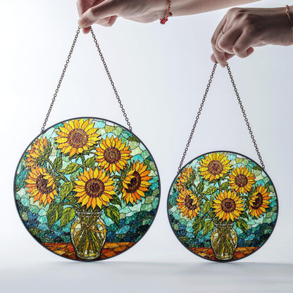 Sunflower Stained Glass Suncatcher Window Hanging Gift for Mom Friend