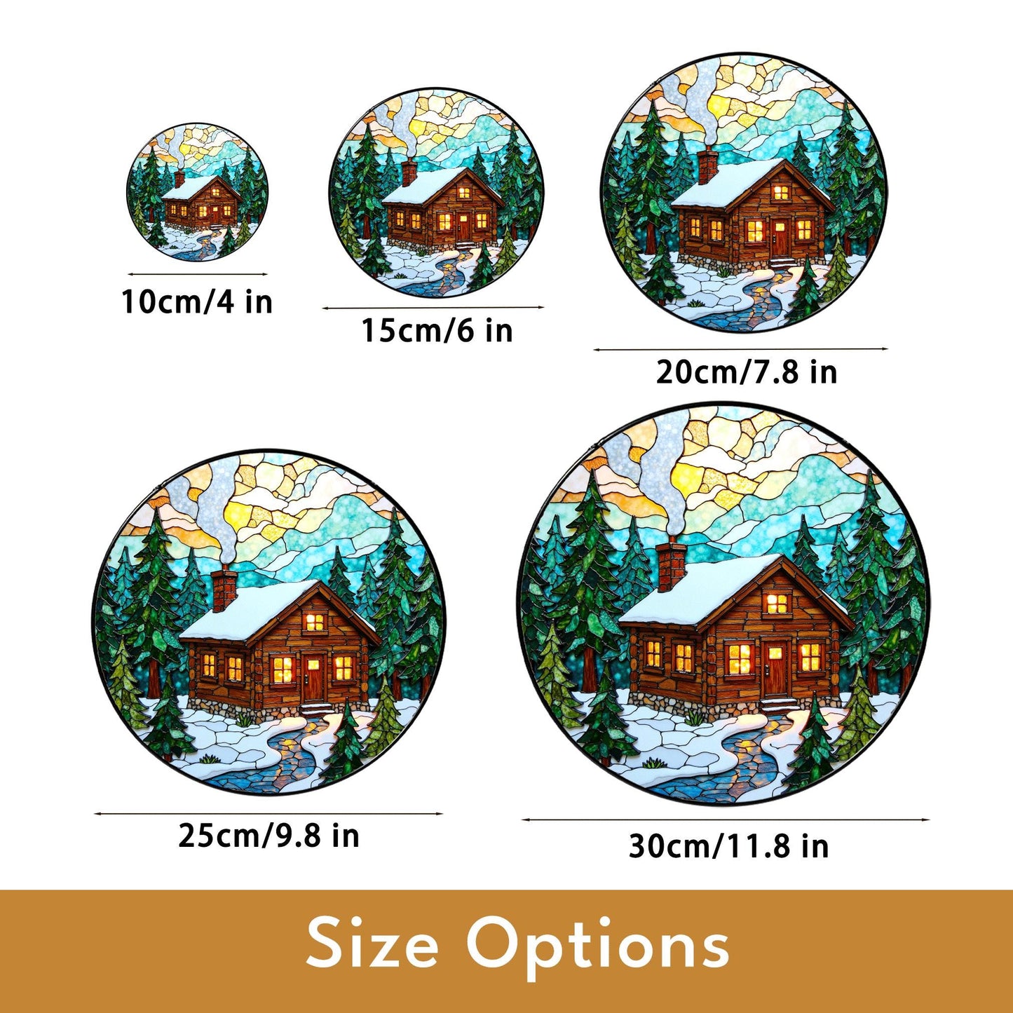 Cozy Cabin Stained Glass Suncatcher Winter Decor Gift for Nature Lovers