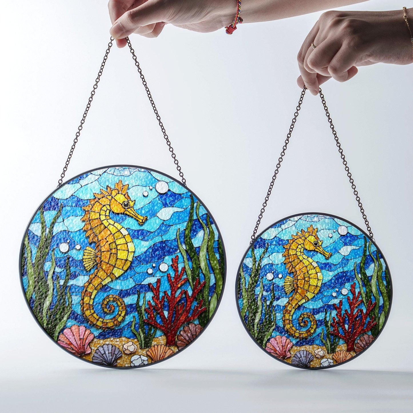 Seahorse Stained Glass Suncatcher Ocean Window Decor Gift for Marine Lovers