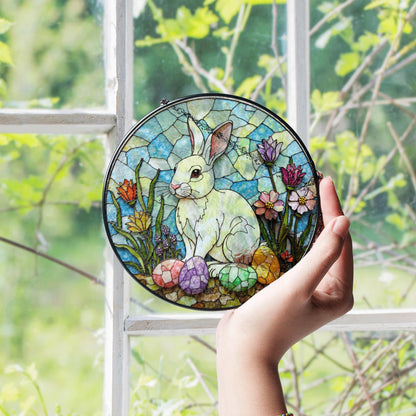 Stained Glass Bunny Suncatcher Easter Gift for Rabbit Lovers Window Decor