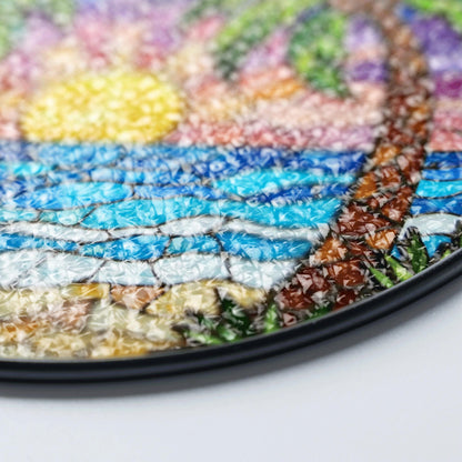 Tropical Beach Sunset Suncatcher Stained Glass Palm Tree Gift for Nature Lovers
