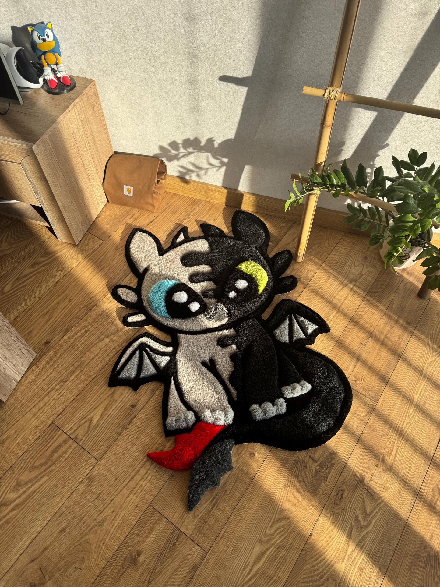 Fluffy carpet, custom dragon wool rug, handmade rug tufting