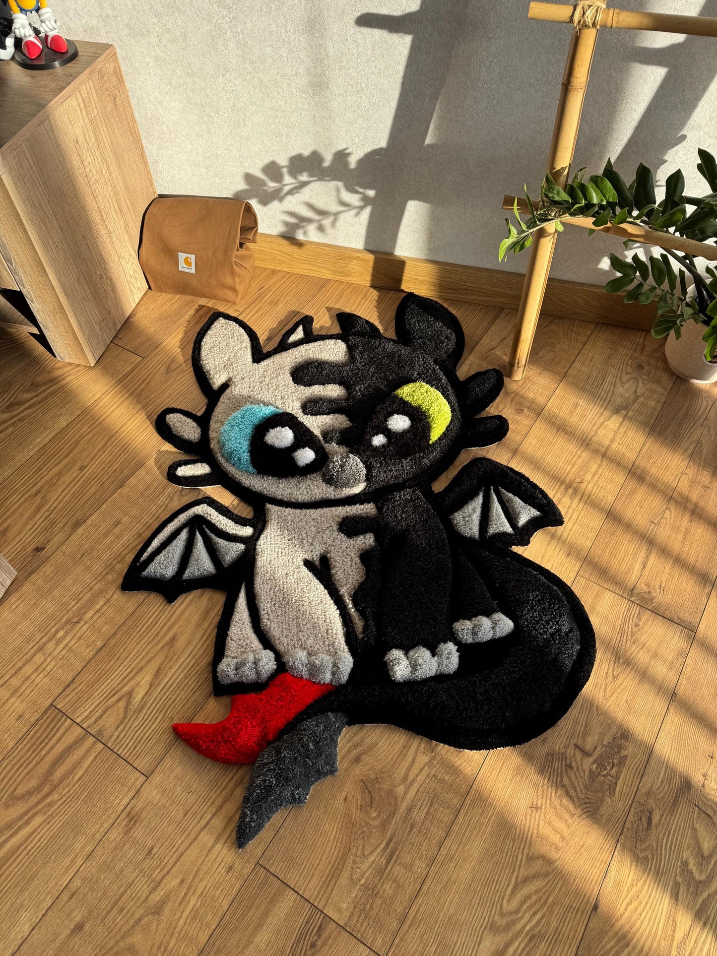 Fluffy carpet, custom dragon wool rug, handmade rug tufting