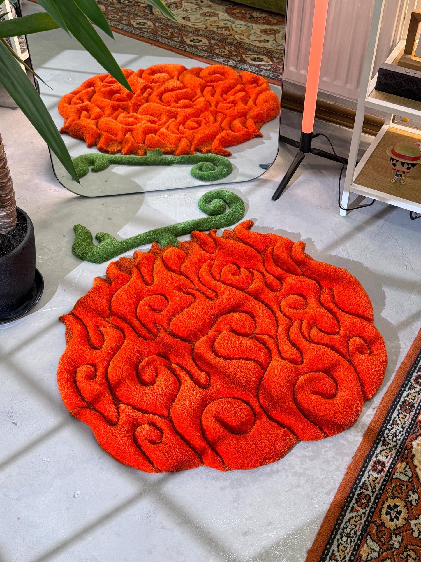 Anime themed 3D Tufted Rug, Handmade Fluffy Rug, Anime Rug, Anime Fan Gift, Fire Plush Rug