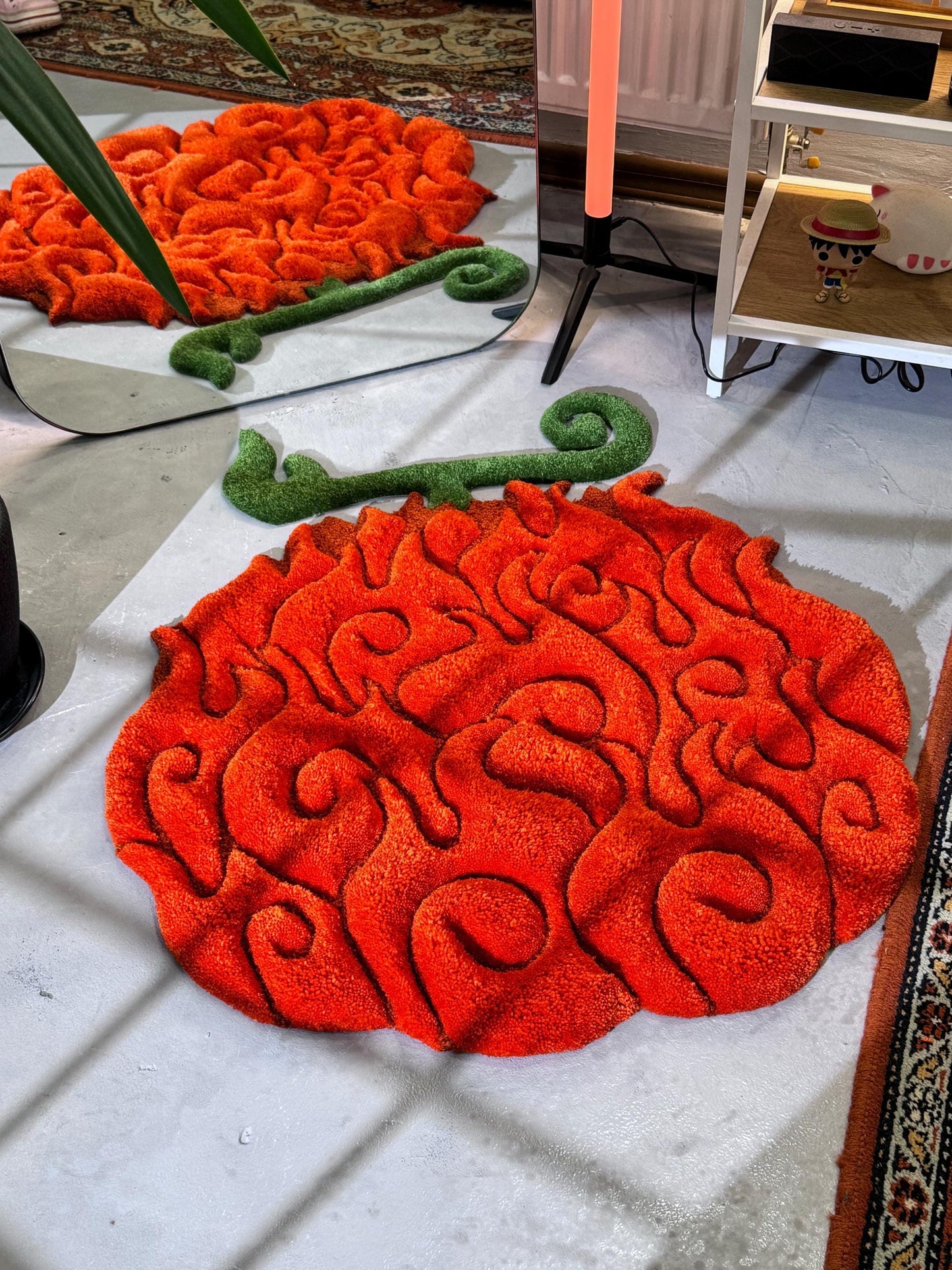 Anime themed 3D Tufted Rug, Handmade Fluffy Rug, Anime Rug, Anime Fan Gift, Fire Plush Rug