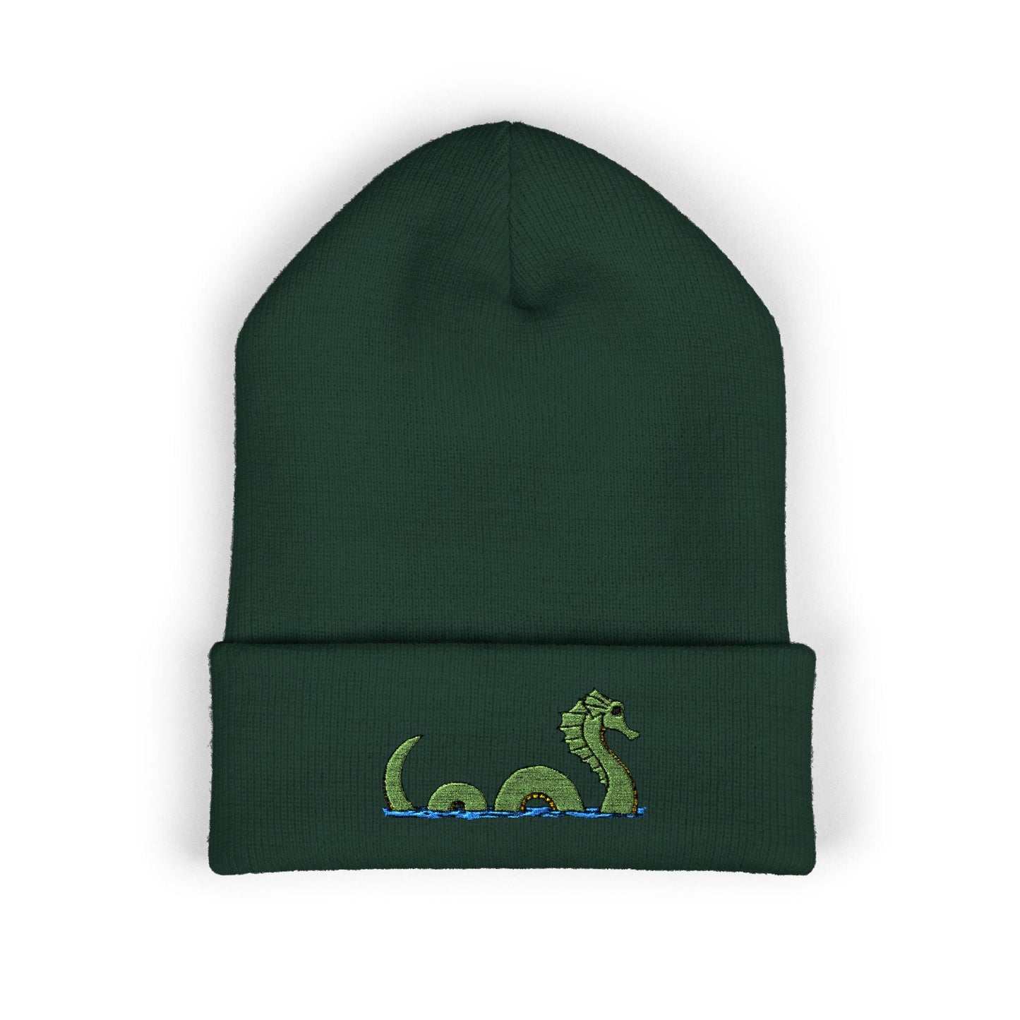 Sea Monster Embroidered Beanie, Cozy Winter Hat, Loch Ness Monster Serpent Nessie Design, Gift for Him/Her, Outdoor Fashion