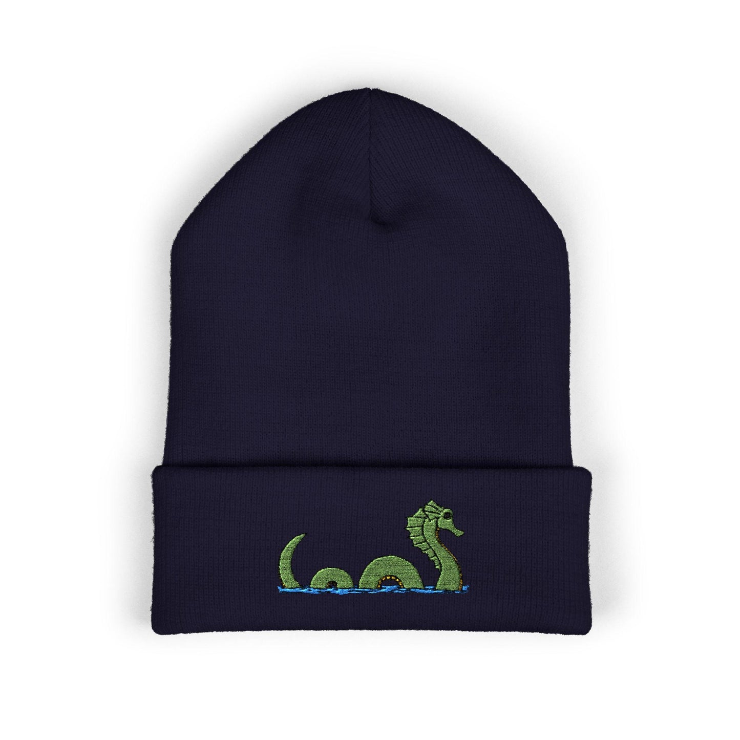 Sea Monster Embroidered Beanie, Cozy Winter Hat, Loch Ness Monster Serpent Nessie Design, Gift for Him/Her, Outdoor Fashion