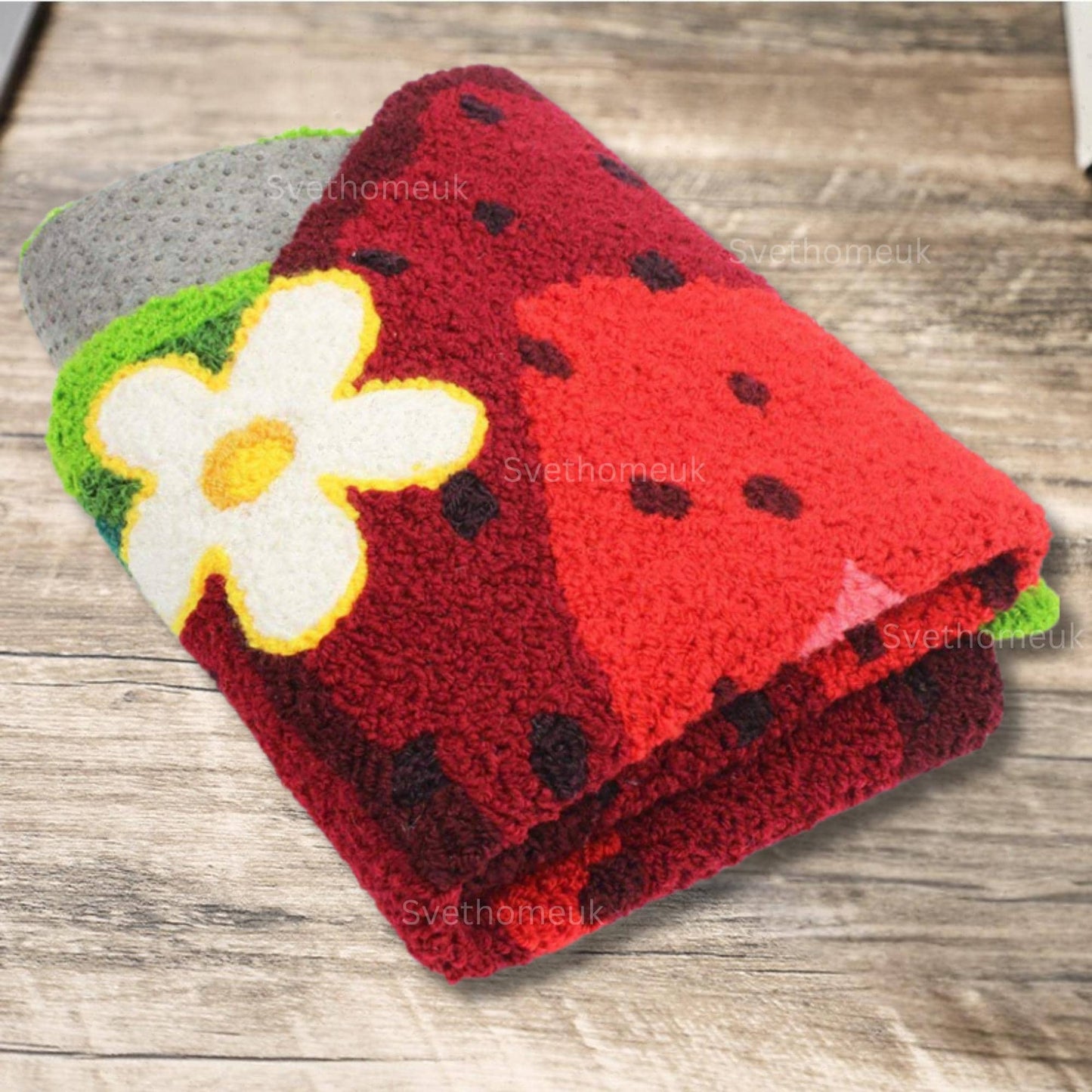 Cute Strawberry Bath Mat, Tufted Fluffy Fruit Bedroom Rugs for Girls, Dorm Rug, Funny Strawberry Shower Rugs, Non Slip Bath Mat, fruit rug
