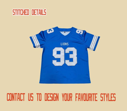 Custom Football jersey,stitched Name Number logo,custom any colors,Team sports uniform,Wedding gift for Men Women youth kid Lions fans bride