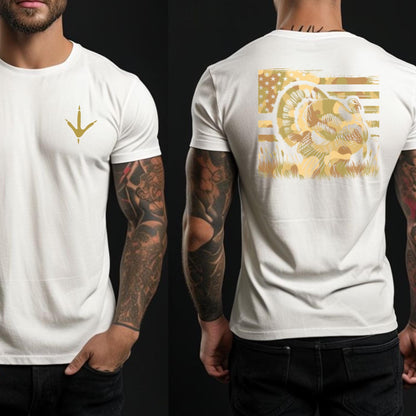 American Flag Turkey Hunter Shirt: Patriotic Hunting Season Tee