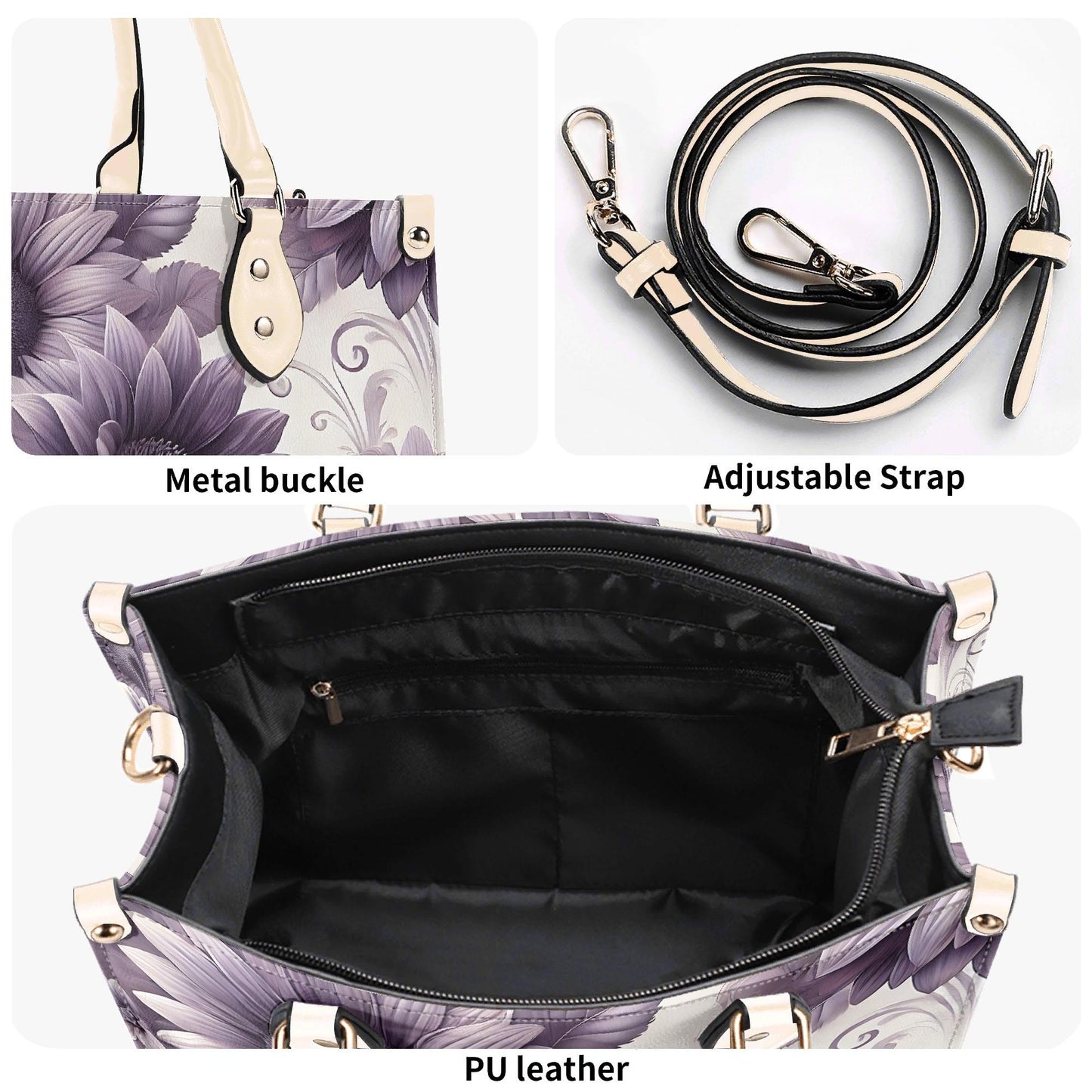 Sunlit Violet - Trendy Handbag, Waterproof PU Leather Handbag, Top Handle Vegan Leather, High-quality Crossbody Bag, Shoulder bag