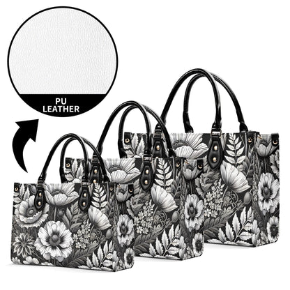 Inkwell Blooms- Trendy Handbag, Waterproof PU Leather Handbag, Top Handle Vegan Leather, High-quality Crossbody Bag, Shoulder bag
