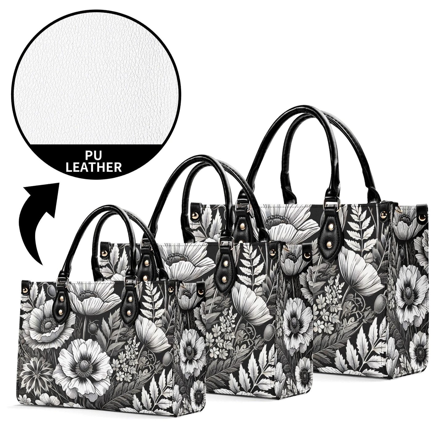Inkwell Blooms- Trendy Handbag, Waterproof PU Leather Handbag, Top Handle Vegan Leather, High-quality Crossbody Bag, Shoulder bag