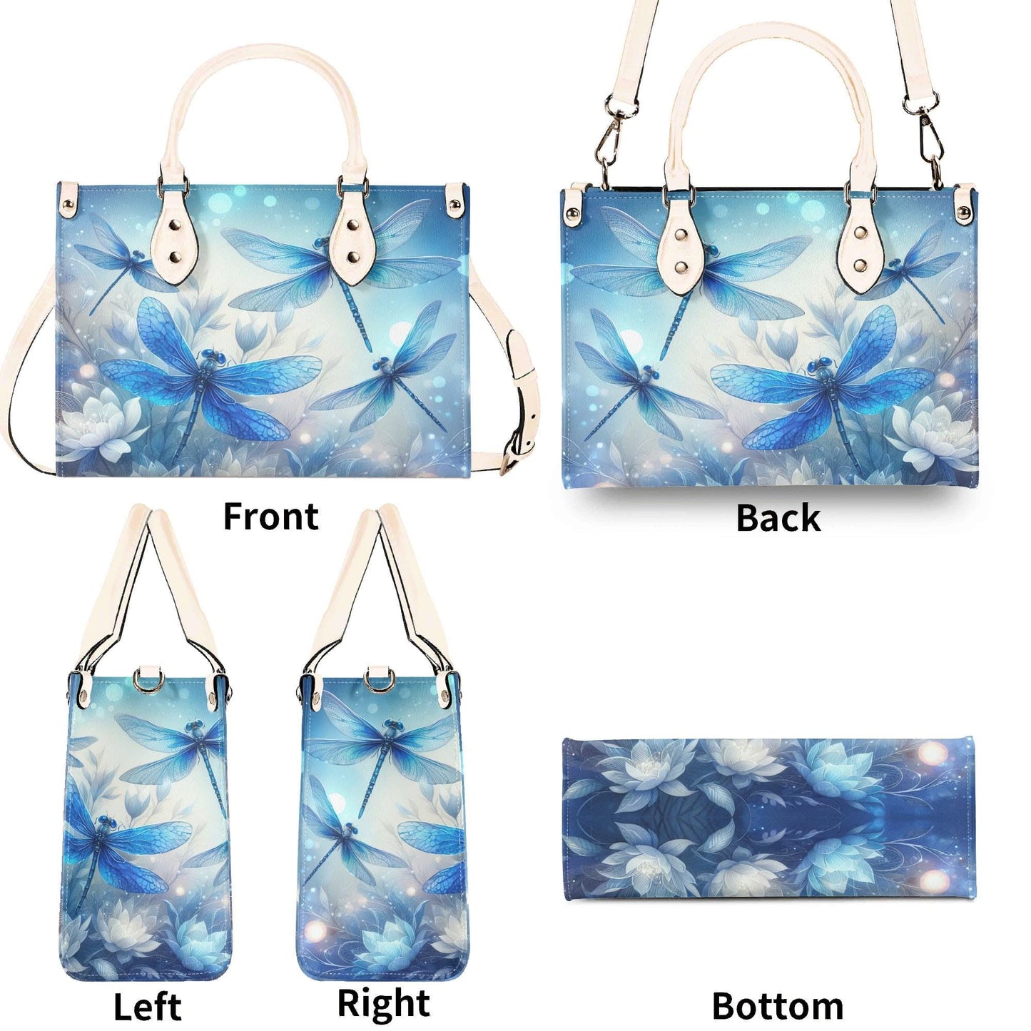 Dragonfly Bliss Trendy Handbag, Waterproof PU Leather Handbag, Top Handle Vegan Leather, High-quality Crossbody Bag, Shoulder bag