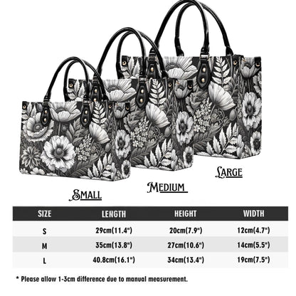 Inkwell Blooms- Trendy Handbag, Waterproof PU Leather Handbag, Top Handle Vegan Leather, High-quality Crossbody Bag, Shoulder bag