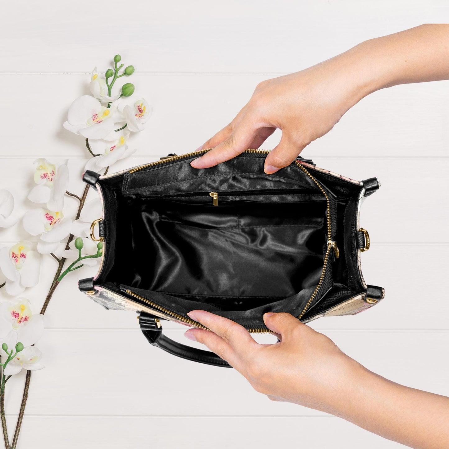 Inkwell Blooms- Trendy Handbag, Waterproof PU Leather Handbag, Top Handle Vegan Leather, High-quality Crossbody Bag, Shoulder bag