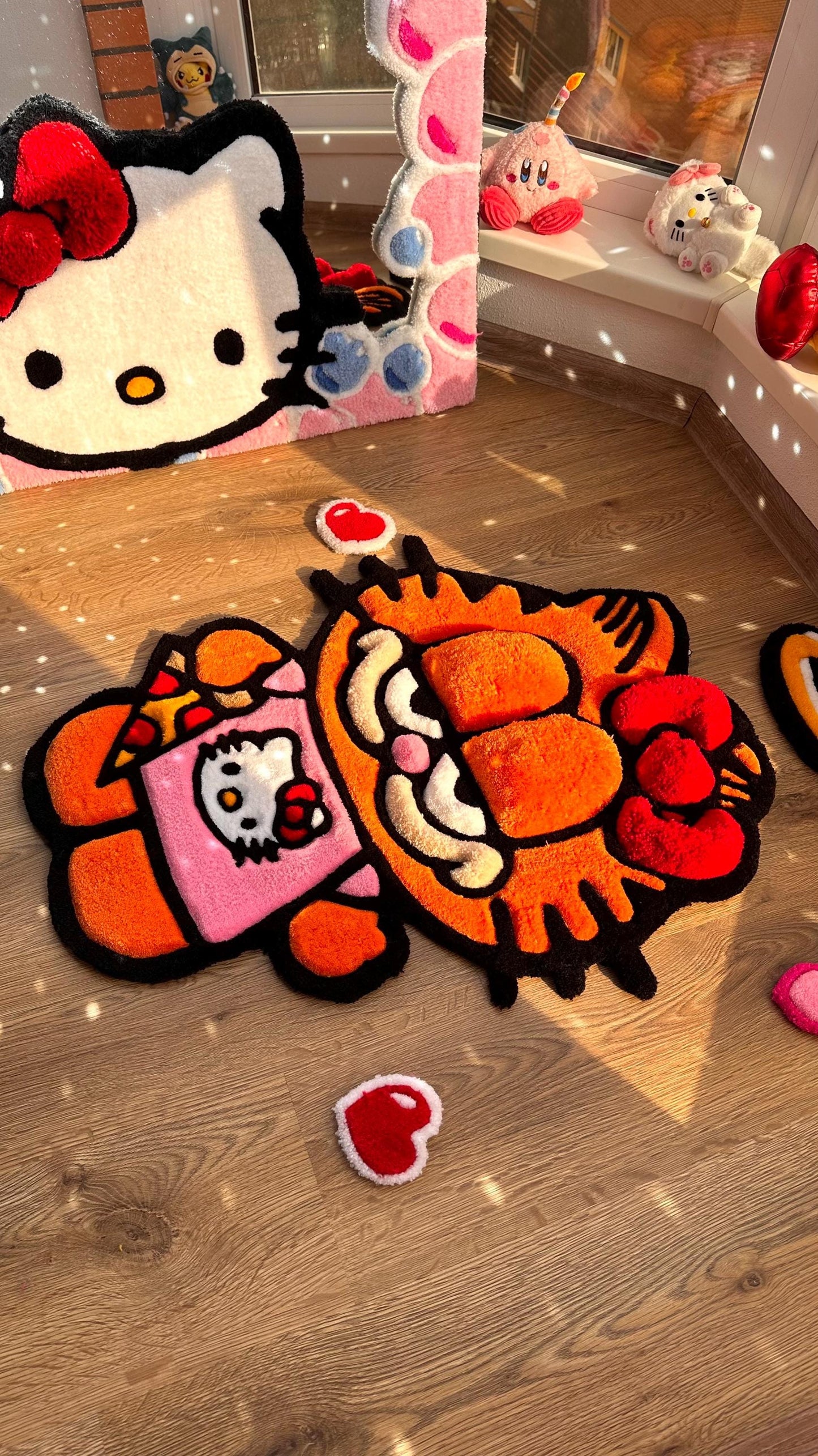 Angel Garfield Tufted Rug – Funny Puffy Cartoon Carpet, Handmade Fluffy Rug, Meme Decor for Bedroom or Living Room, Cute Gift for Fans