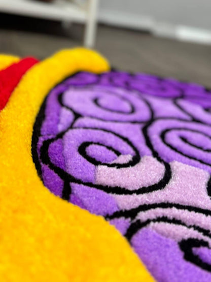 Fluffy 3d Devil Fruit Gomu Gomu Tufted rug Anime rugs Handmade rug Game room rug 3D Curved Rug Rugs For Bedroom Cool rugs Cute rug Fun rug
