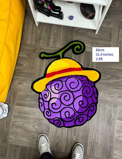 Fluffy 3d Devil Fruit Gomu Gomu Tufted rug Anime rugs Handmade rug Game room rug 3D Curved Rug Rugs For Bedroom Cool rugs Cute rug Fun rug