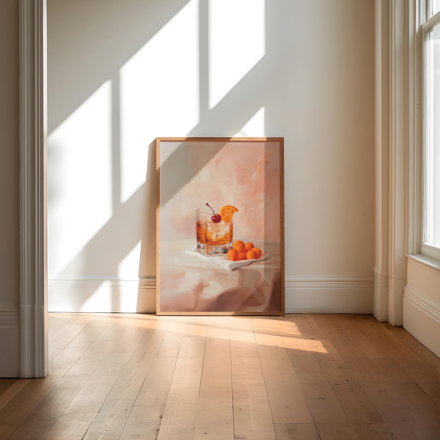 Old Fashioned Cocktail with Cheese Balls Fine Art Print | Cute Quirky Whimsical | Cocktail Art | Bar Cart Decor | Trendy Home Wall Art Gift