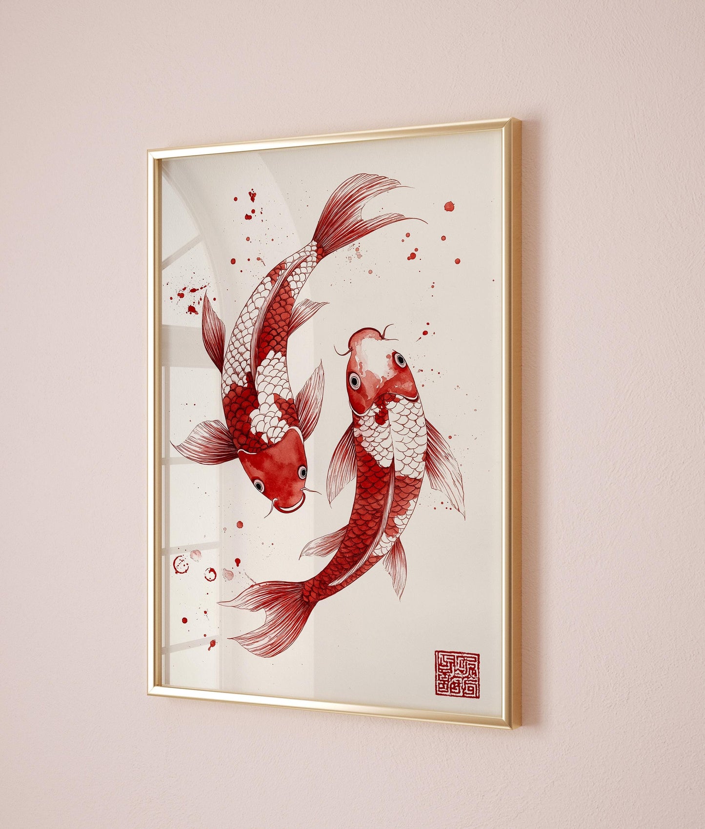 Red Koi Print, Japanese wall art Print, Vintage Print, Trendy Wall Art, Aesthetic Wall Art, Koi Fish Print, Japanese Print, Gift Idea