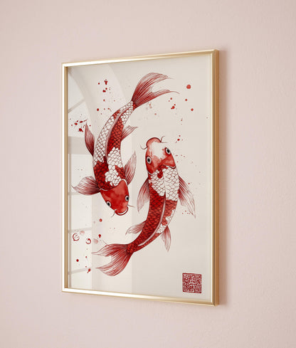 Red Koi Print, Japanese wall art Print, Vintage Print, Trendy Wall Art, Aesthetic Wall Art, Koi Fish Print, Japanese Print, Gift Idea