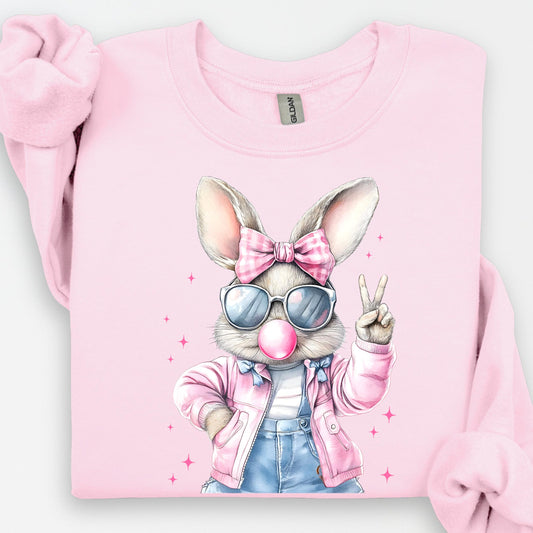 Bunny Sweatshirt, Easter Shirt, Smiley Faces Easter T-shirt, Patel Eggs and Flowers, Bunny and Flowers, Cute Patel Bunnies Shirt